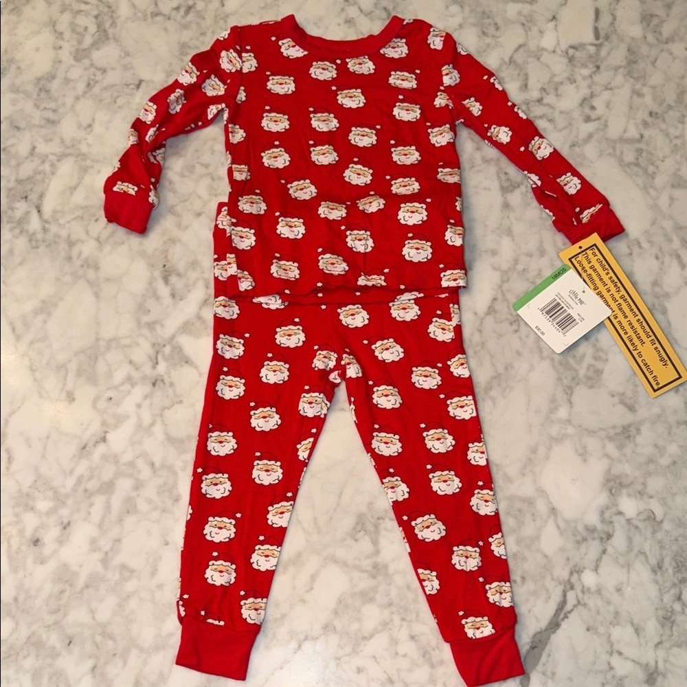 NWT Little Me Red Santa Kids Pajamas 18M